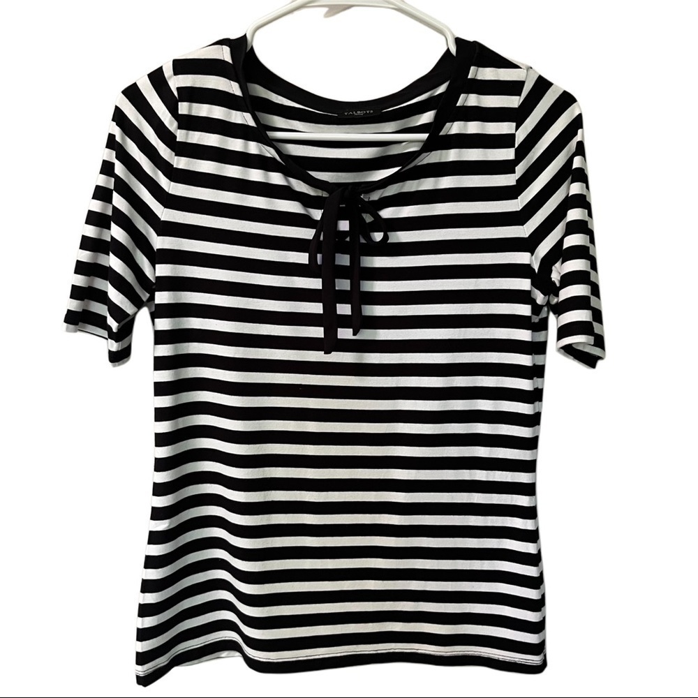 Talbot Medium Black and White Striped Tops  Women